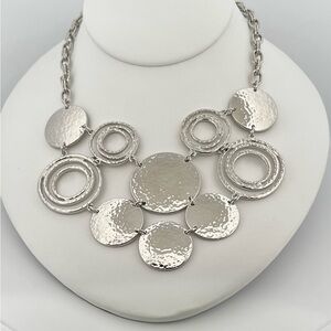 New Directions Silver Statement Necklace Geometric Design